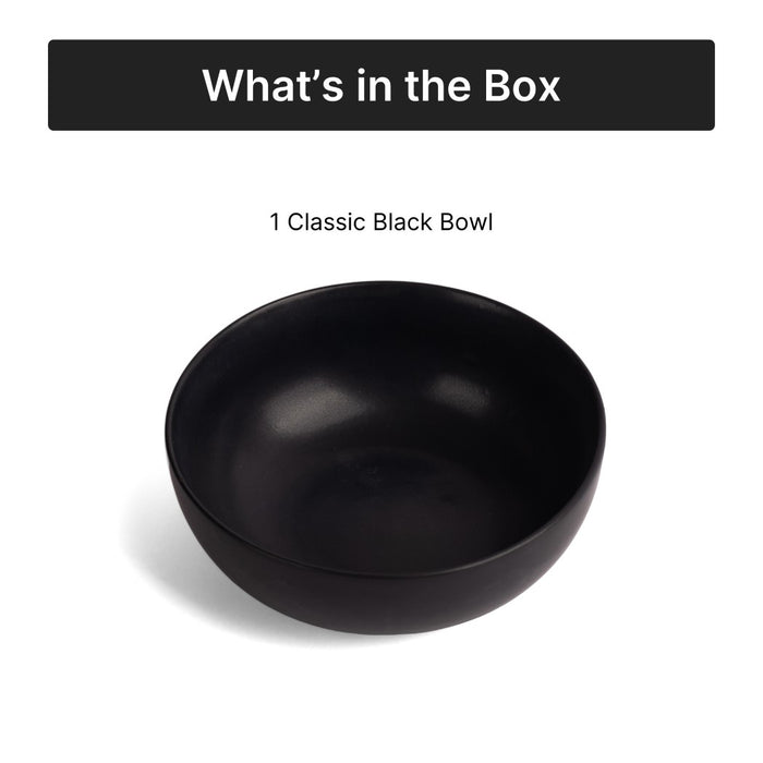 Matte Black Ceramic Serving Bowl, 7 inch, Microwave Safe - Classic Black