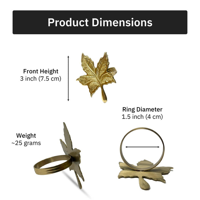 Premium Brass Napkin Rings, Maple Leaf