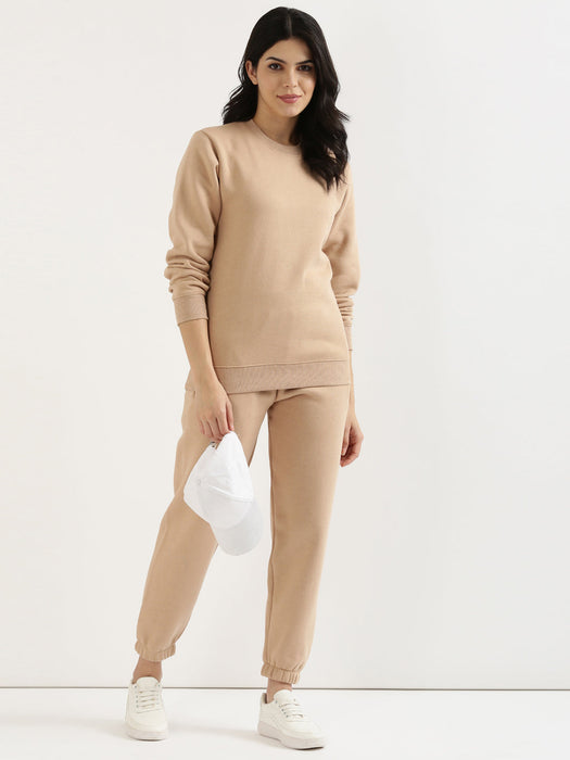 Brown Sweatshirt and Pant Co-ord Set For Women-CK-BROWNCORDSWEATSET