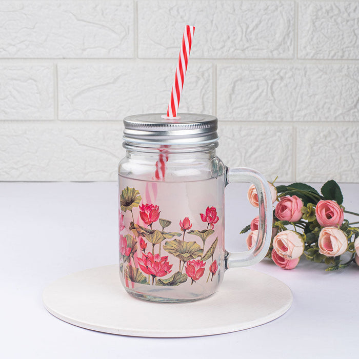 Lotus Field Clear Mason Jar