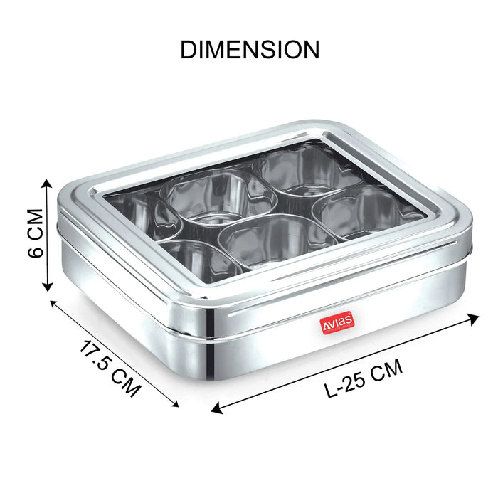 Dry Fruit Cum Spice Box- 6 Square Plain