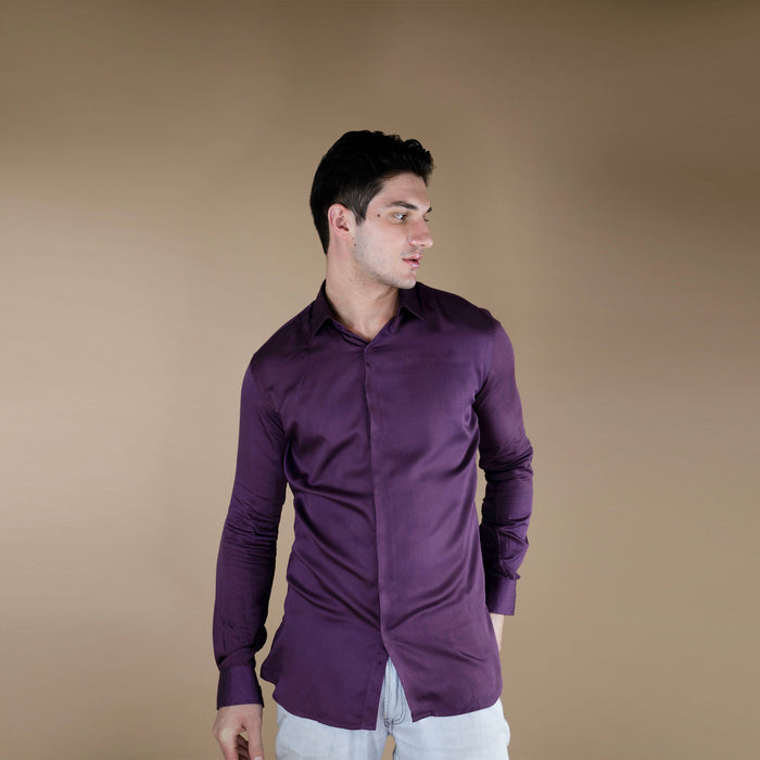 SOLID ORGANIC REN DAMSON PURPLE WINE SOLID SHIRT