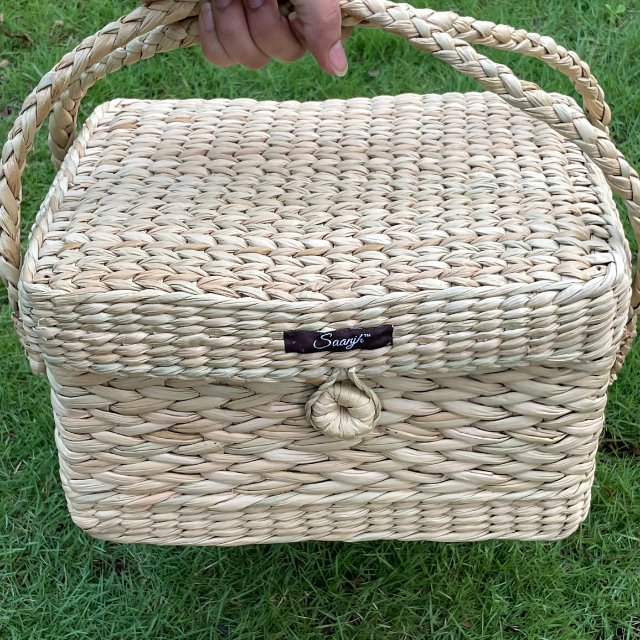 Kauna Straw Handwoven Bridal Kit Bag | Jewelery Box