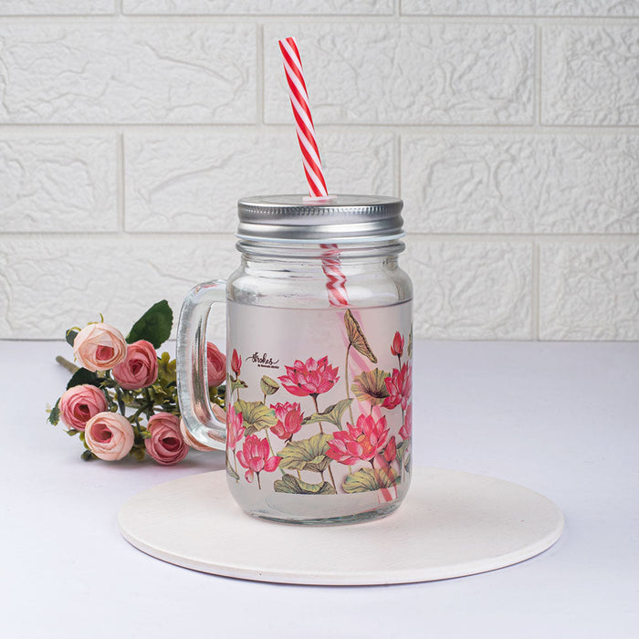 Lotus Field Clear Mason Jar