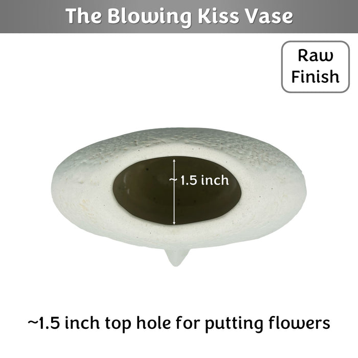 The Blowing Kiss Face Vase 6 inches (Ivory, Raw Finish)