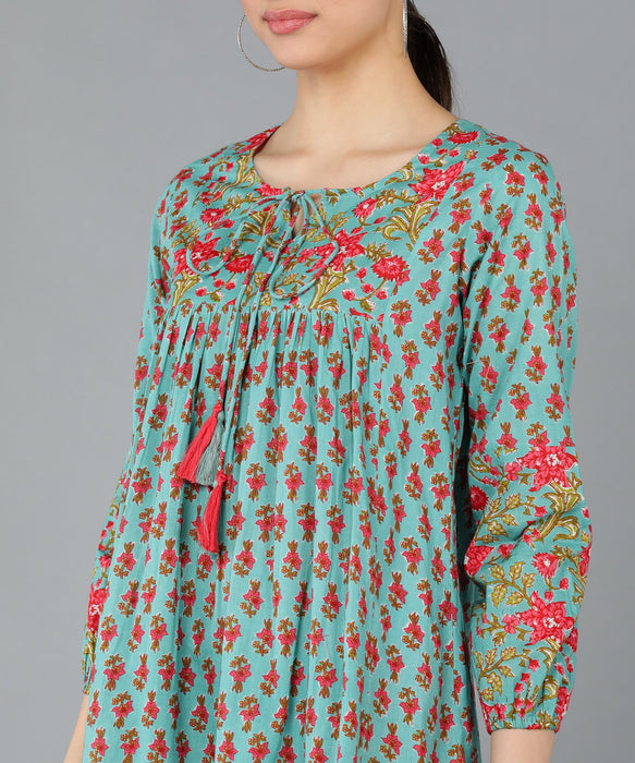 Blue Cotton stylish Printed Tunic