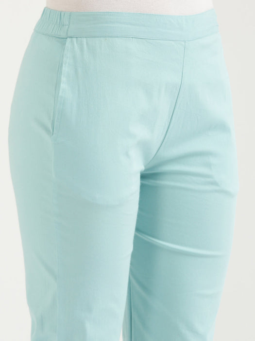 Powder Blue Stretchable Pants For Women-CK-09-TURQUISEPANT