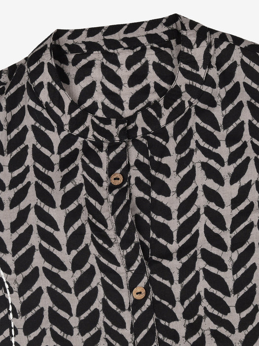 Black cotton Printed Straight shirt