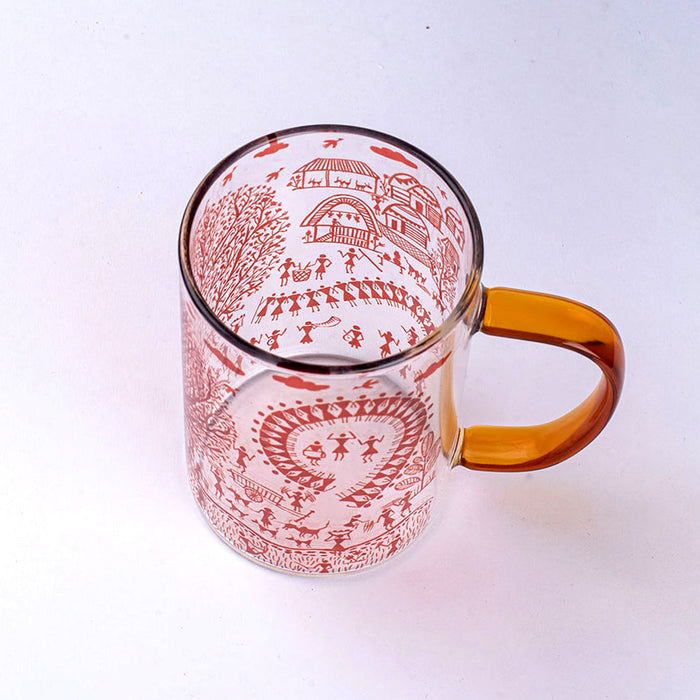 Ethnic Warli Art Clear mugs - Set of 2 and 4