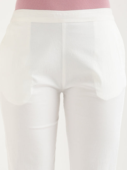 White Stretchable Pants For Women-CK-08-WHITEPANT