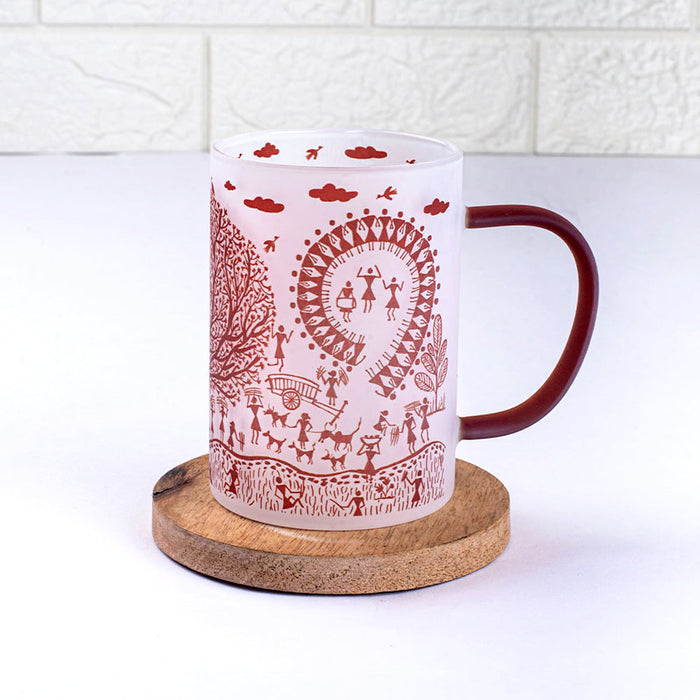 Ethnic Warli Art Frosted mugs - Set of 2 and 4