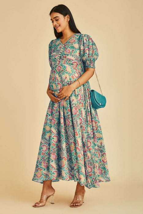 Izna Nursing & Maternity Fit N Flare Maxi Dress