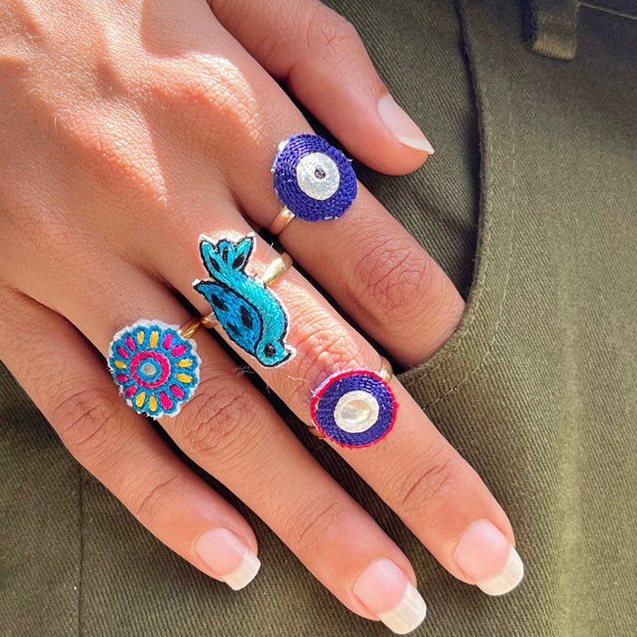 Beaded Rings Combo ( Blue )