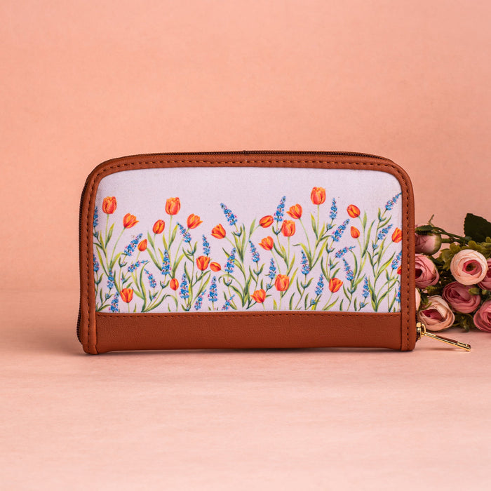 Tulips and Lavender Zipper Wallet