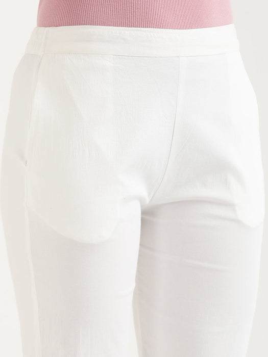 White Stretchable Pants For Women-CK-08-WHITEPANT