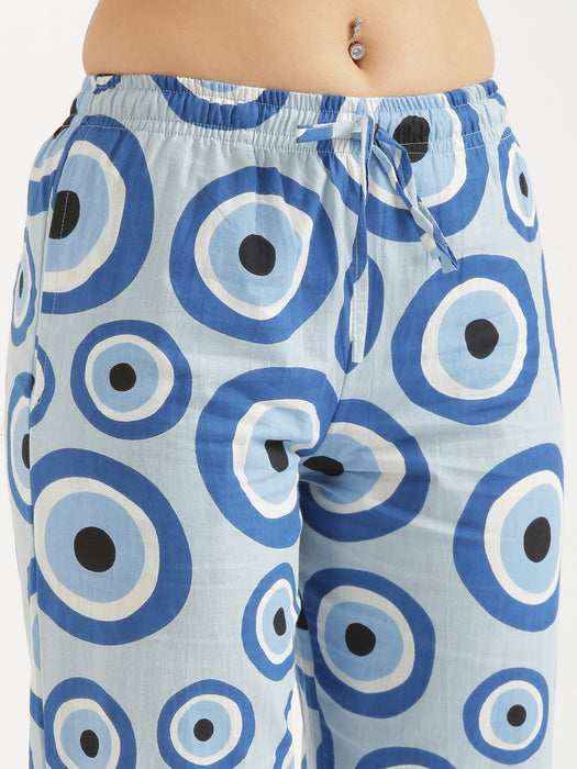 Button Down Blue Evil Eye Co-ord Set-CK-BLUEEVILEYE-BD