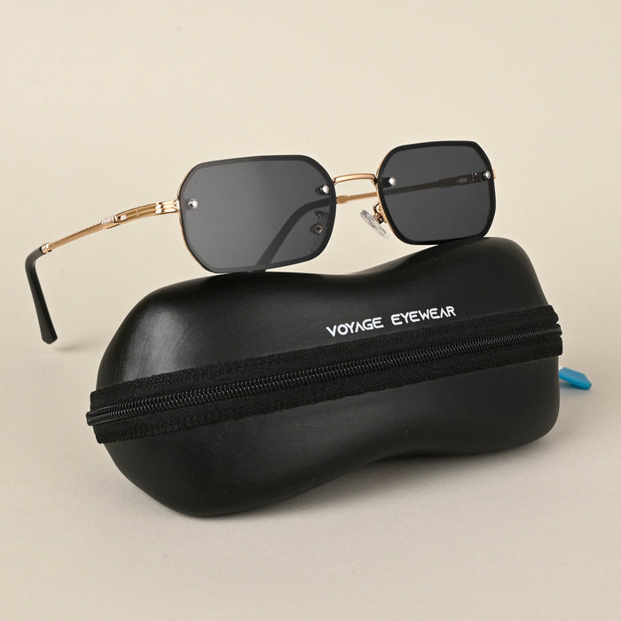 Voyage Black Rectangle Sunglasses for Men & Women - MG4321