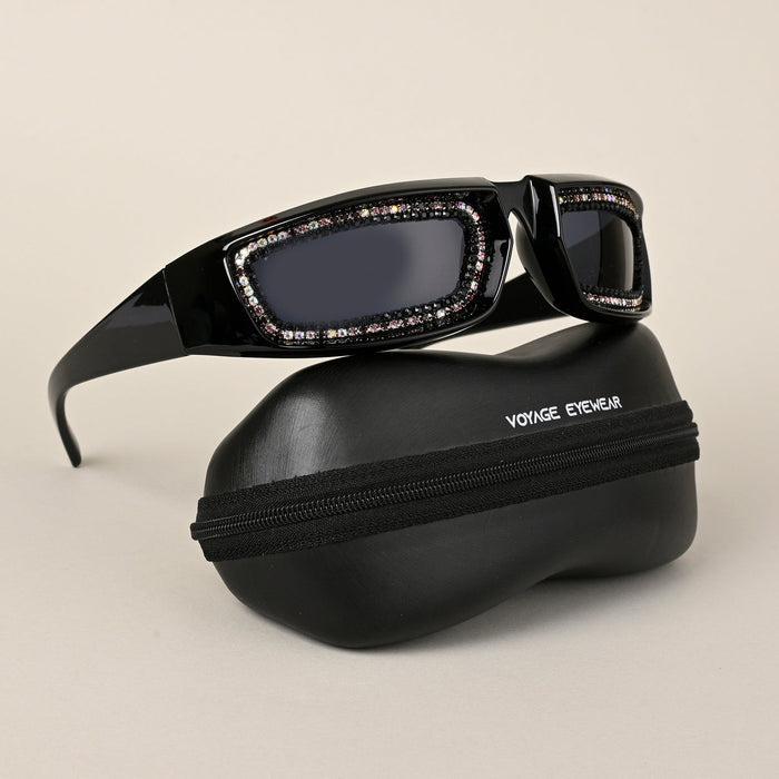 Voyage Black Wrap-Around Sunglasses for Men & Women - MG4352