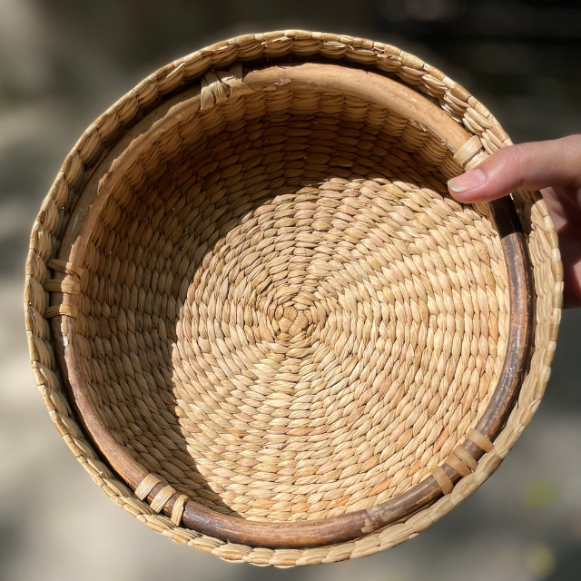 Kauna Straw Handwoven Roti Basket with Lid