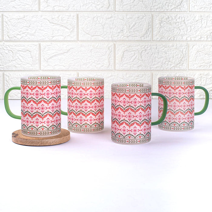 Floral Trellis Frosted mugs - Set of 2 and 4