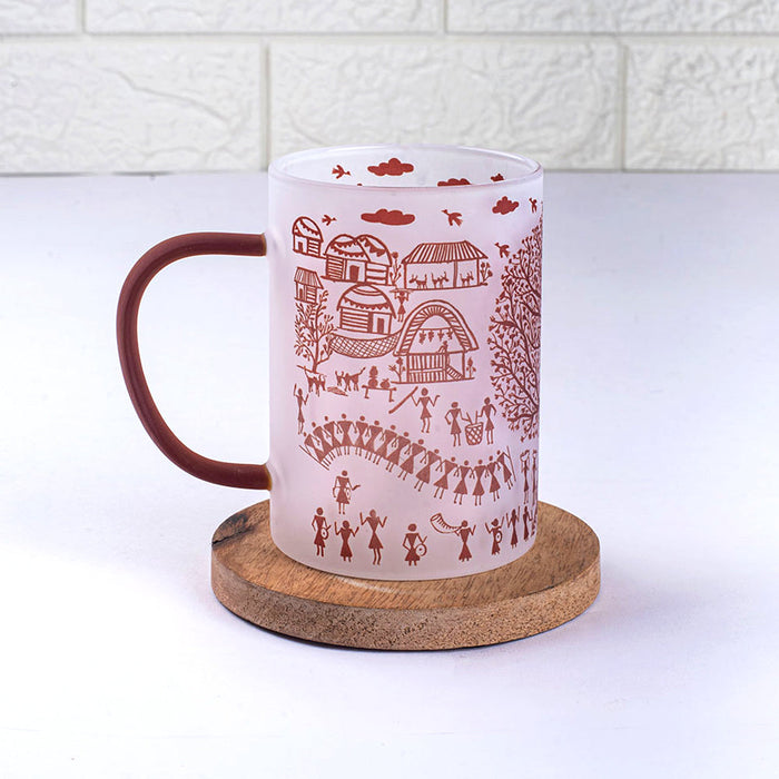 Ethnic Warli Art Frosted mugs - Set of 2 and 4