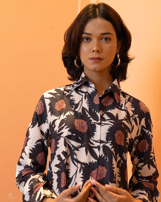 Women Midnight Bloom Printed Shirt-CK-MIDNIGHT BLOOM