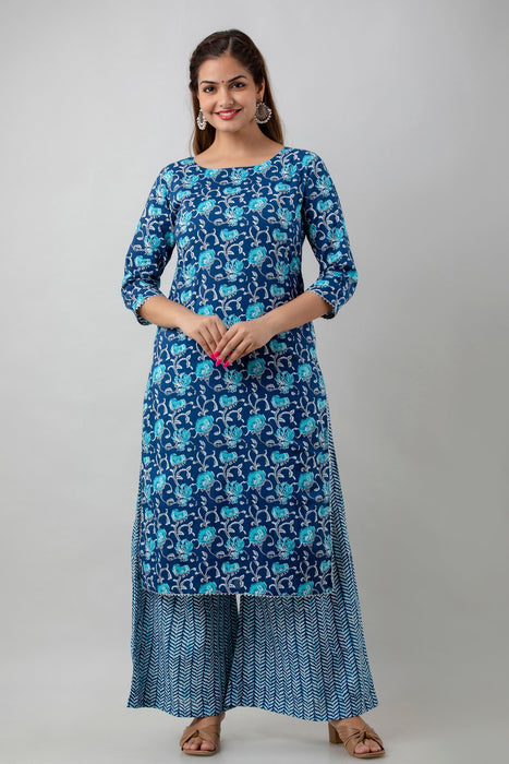 Traditional Zari Embroidery Work A-Line Kurta With Trouser & Dupatta - KR3003BLUE