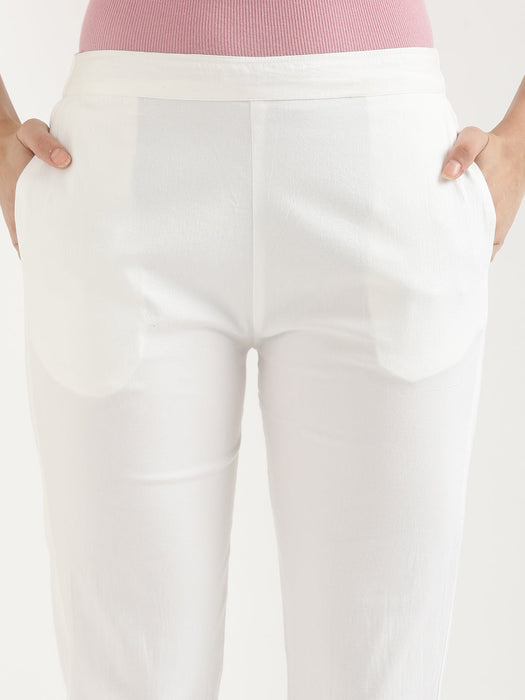 White Stretchable Pants For Women-CK-08-WHITEPANT