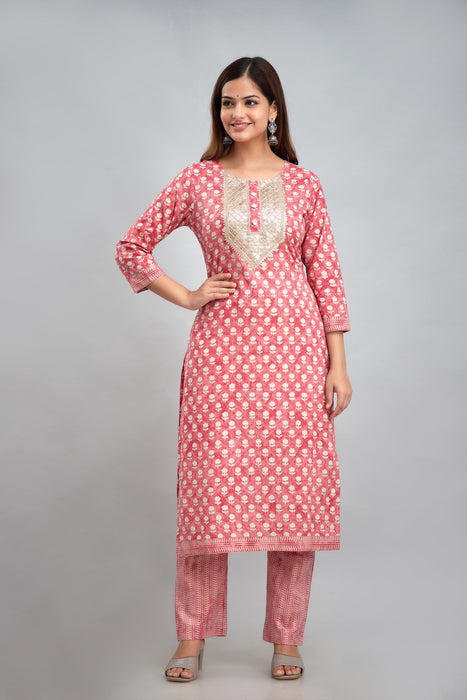 Traditional Zari Embroidery Work A-Line Kurta With Trouser & Dupatta - KR3011PINK