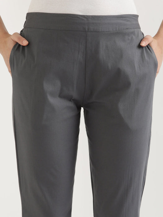 Slate Grey Stretchable Pants For Women-CK-10-GREYPANT