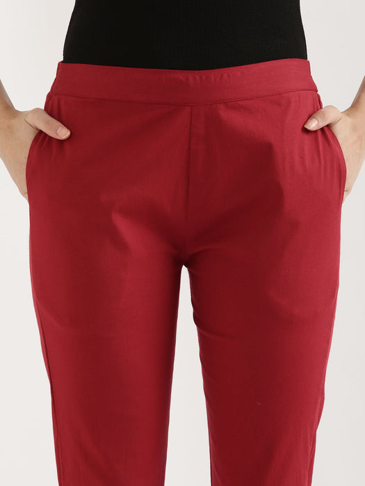 Maroon Stretchable Pants For Women-CK-04-MAROONPANT