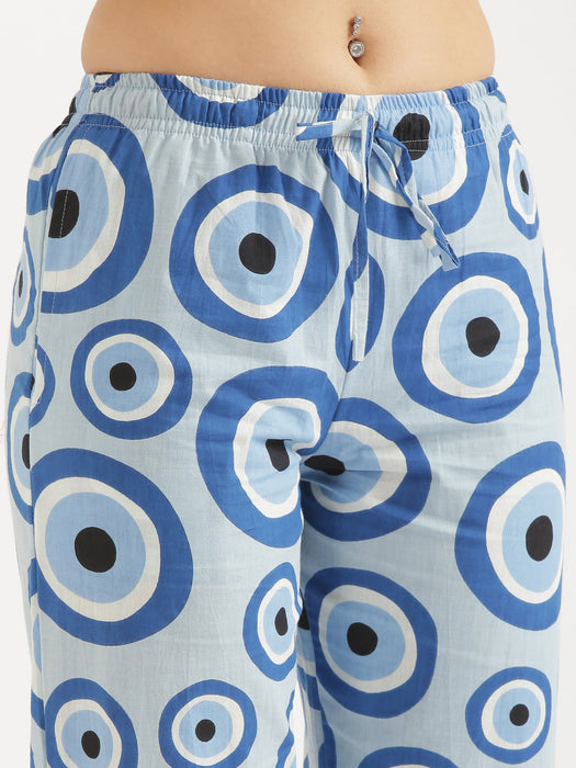 Sleeveless Blue Evil Eye Co-ord Set-CK-BLUEEVILEYE-SL