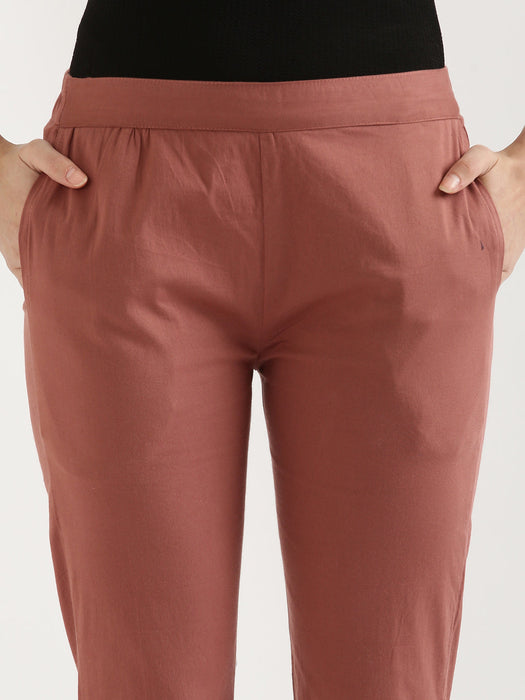 Rose Stretchable Pants For Women-CK-03-BRICKREDPANT