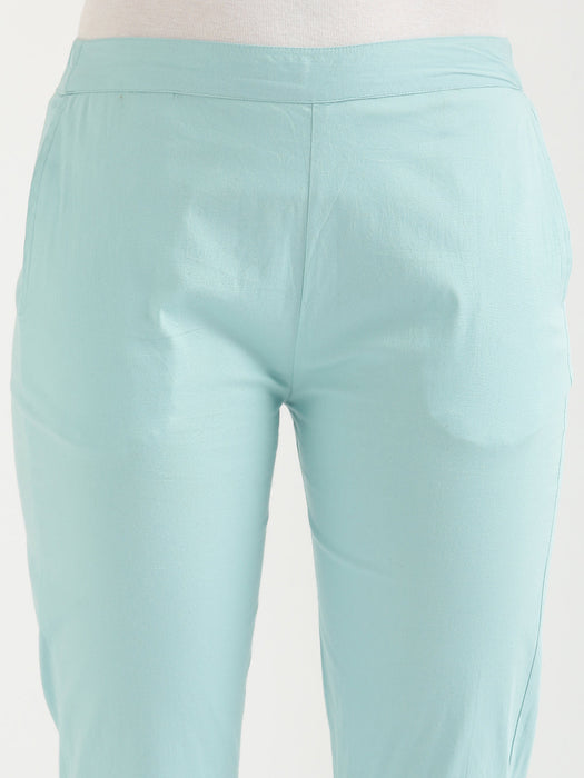 Powder Blue Stretchable Pants For Women-CK-09-TURQUISEPANT