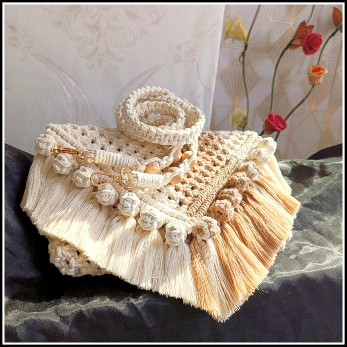 A Boho Mocha Macrame Handbag - Yoda