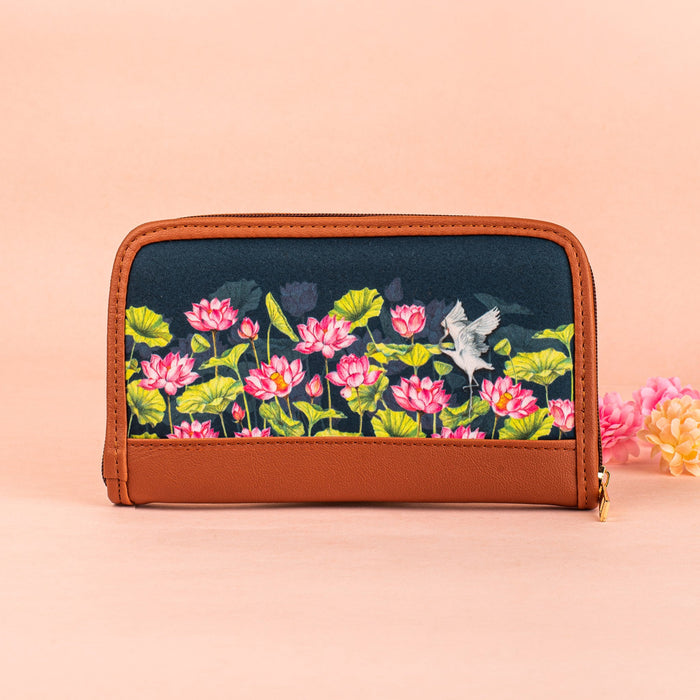 Lotus Field Zipper Wallet