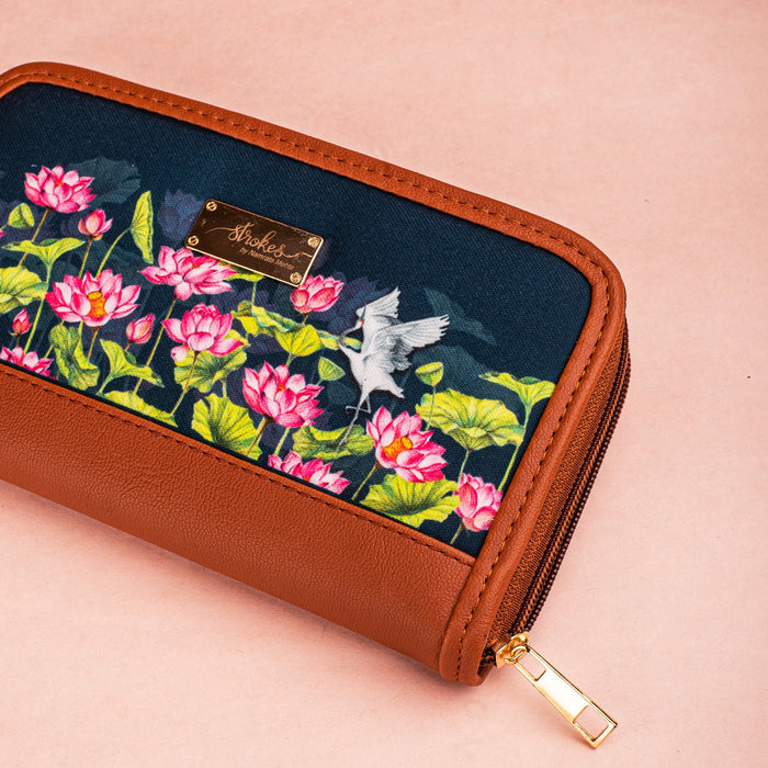 Lotus Field Zipper Wallet