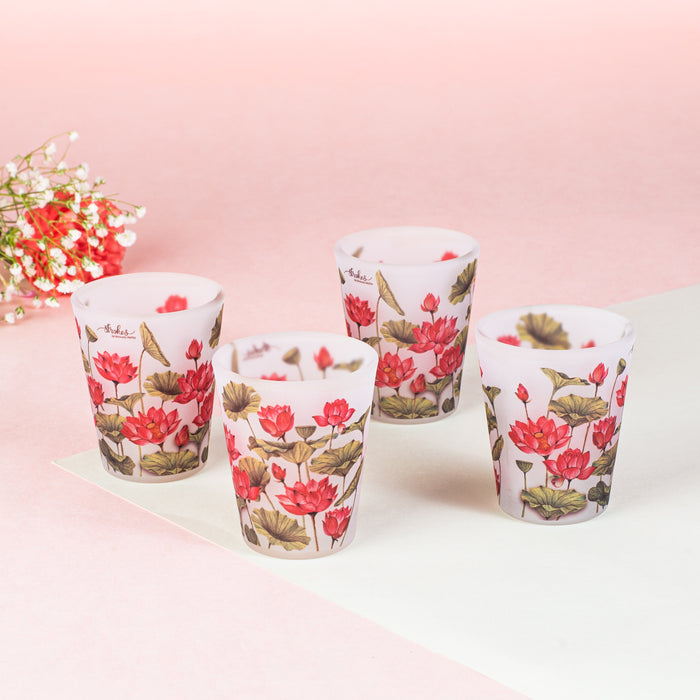 Lotus Field Frosted Shot Glasses - Set of 4