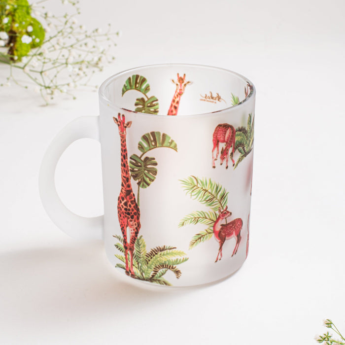 Giraffe Print Frosted Glass Mug