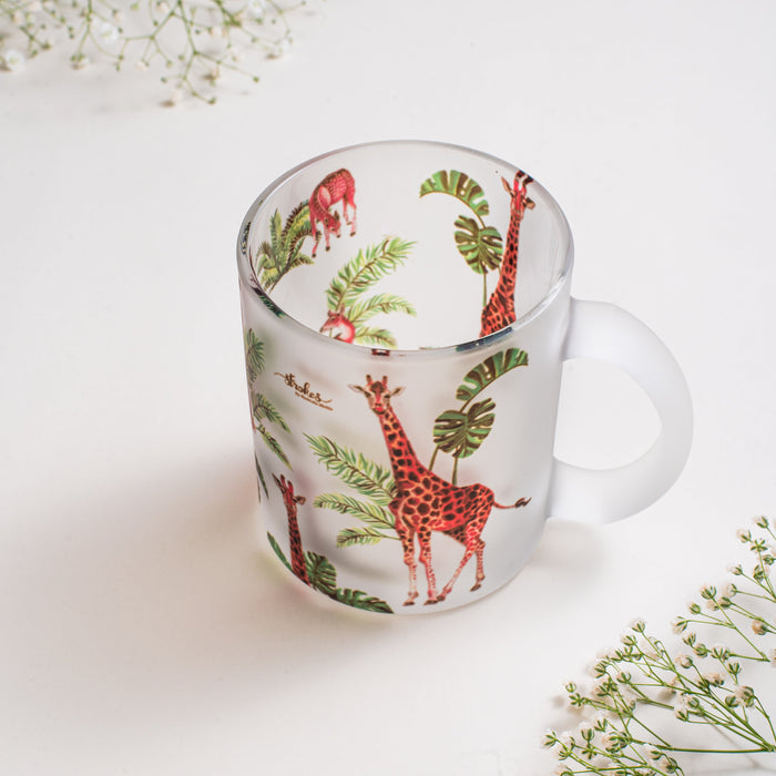 Giraffe Print Frosted Glass Mug