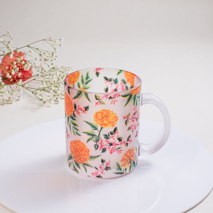 Marigold Frosted Glass Mug - Gift Set