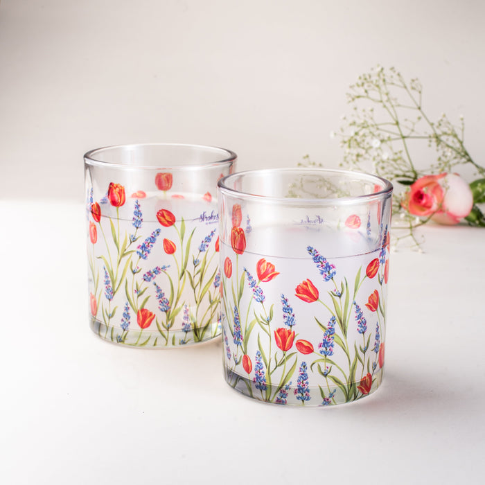 Tulips and Lavender Beverage Glasses - Gift Set