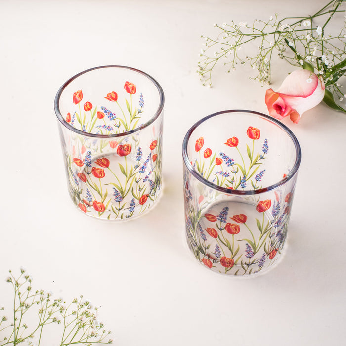 Tulips and Lavender Beverage Glasses (Set of 2 and 4)