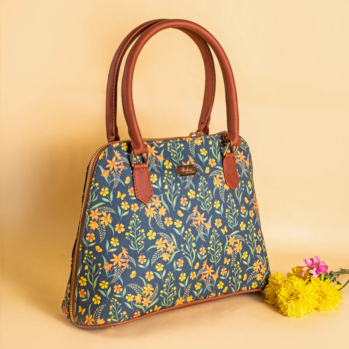 Grey Summer Blossoms Handbag