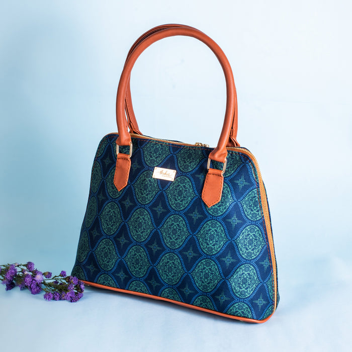 Regal Damask Blue Handbag