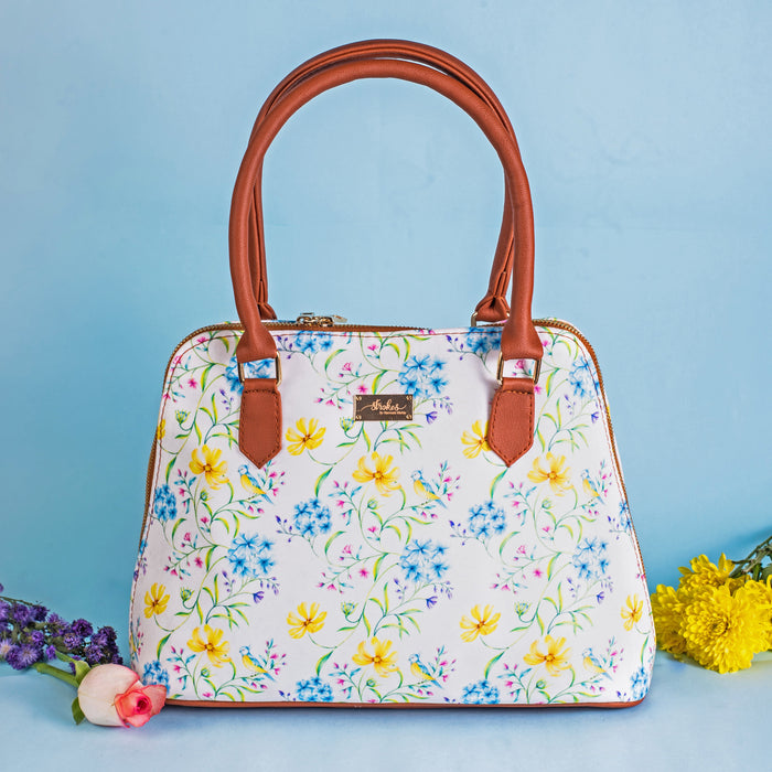 Vintage Blooms White Handbag