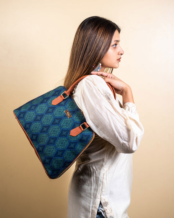 Regal Damask Blue Handbag