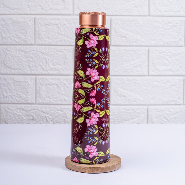 Summer Florescence Maroon Copper Bottle and Tumbler Set