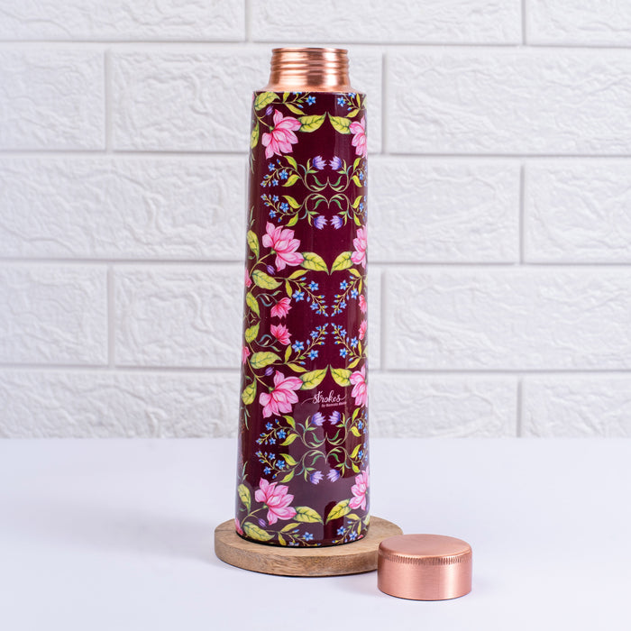 Summer Florescence Maroon Copper Bottle and Tumbler Set