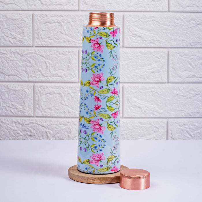 Summer Florescence Light Blue Copper Bottle and Tumbler Set